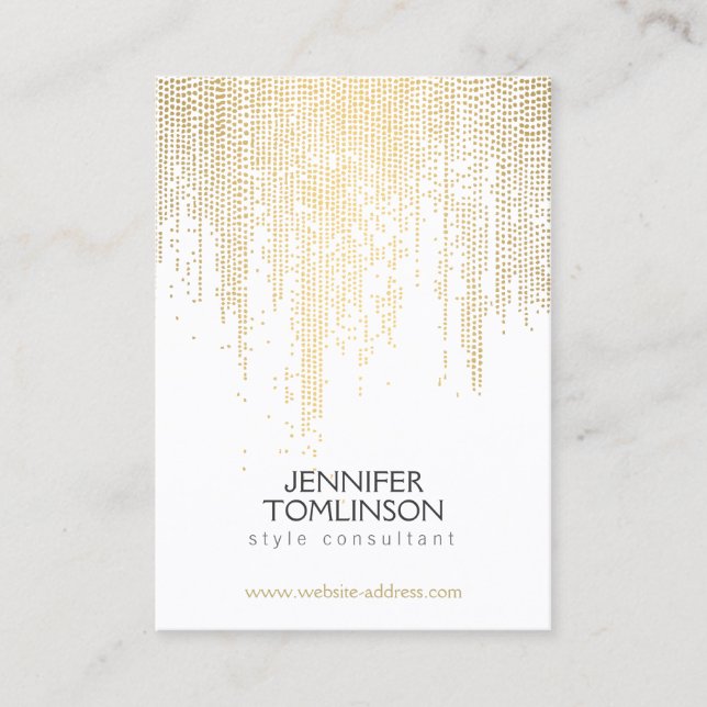 Elegant Faux Gold Confetti Dots on White Large Business Card (Front)