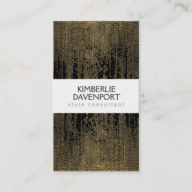 Elegant Faux Gold Confetti Dots Pattern Black II Business Card (Front)