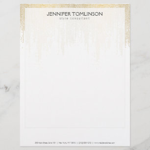 Elegant Faux Gold Confetti Dots Pattern Black II Custom Letterhead