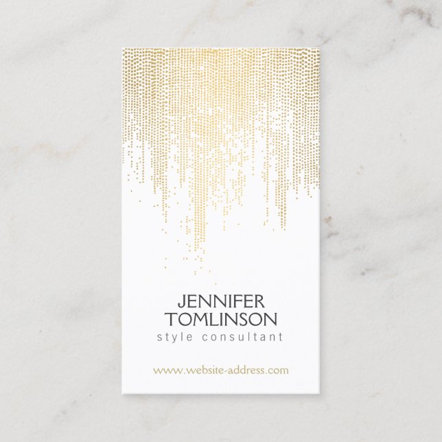 Elegant Faux Gold Confetti Dots Pattern Business Card (Front)