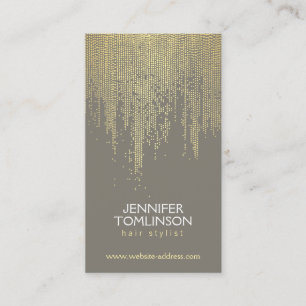 Elegant Faux Gold Confetti Dots Pattern Grey Business Card
