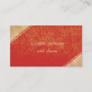 Elegant  Faux Gold Confetti ,Red Business Card