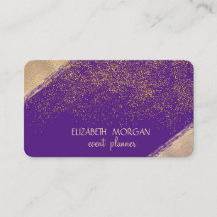Elegant Faux Gold Confetti , Violet Business Card
