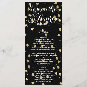Elegant faux gold confetti wedding menu