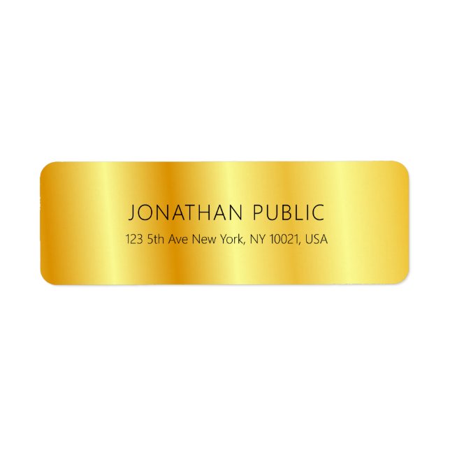 Elegant Faux Gold Custom Simple Template Return (Front)