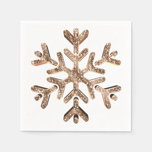 Elegant Faux Gold Diamonds Snowflake Christmas Napkin (Front)