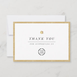 Elegant faux gold floral minimalist business thank you card