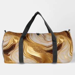 Elegant Faux Gold Foil and Glitter Marbled Duffle Bag