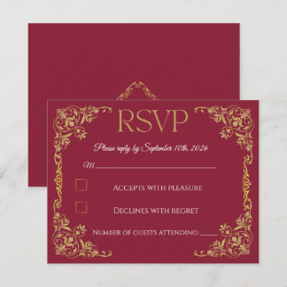 Elegant Faux Gold Foil Botanical RSVP Wedding Card