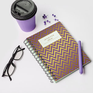 Elegant Faux Gold Foil Chevrons Pattern Notebook