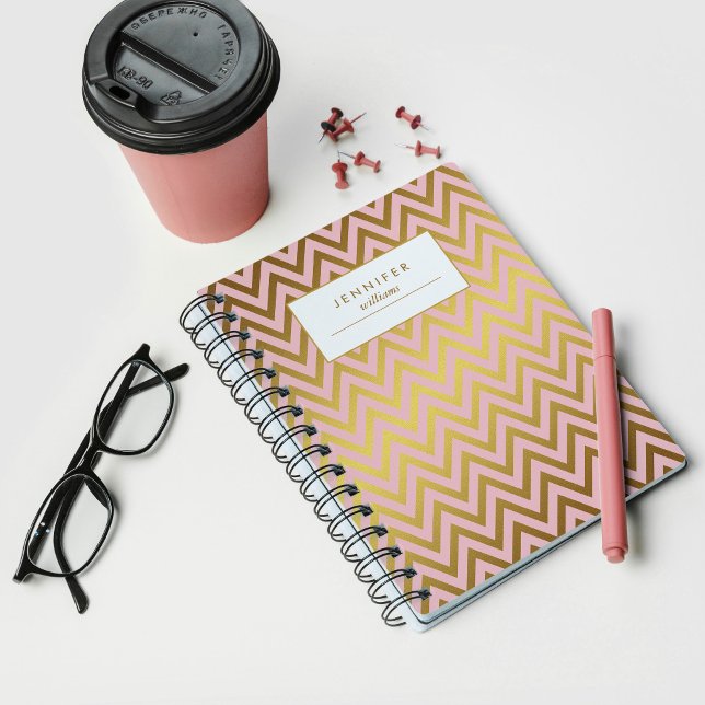 Elegant Faux Gold Foil Chevrons Pattern Notebook (Creator Uploaded)