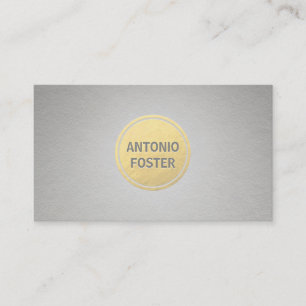 Elegant Faux Gold Foil Circle Grey Paper Designer Business Card