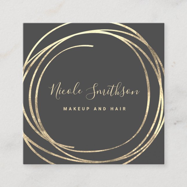 elegant FAUX gold foil circle Square Business Card (Front)