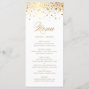 Elegant Faux Gold Foil Confetti Wedding Menu