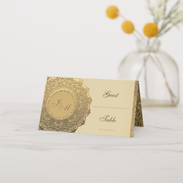 Elegant Faux Gold Foil Look Place Card (Front)