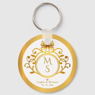 Elegant Faux Gold Foil Monogram Wedding Favour Key Ring