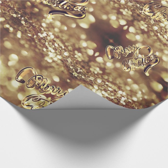 Elegant Faux Gold Foil Script Chic Christmas Wrapping Paper (Corner)