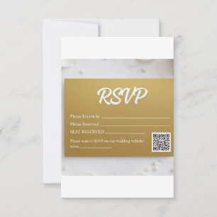 Elegant Faux Gold Foil Script QR Code Wedding RSVP Card