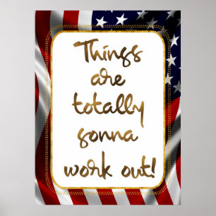 Elegant Faux Gold Foil USA Flag Inspiring Quote Poster