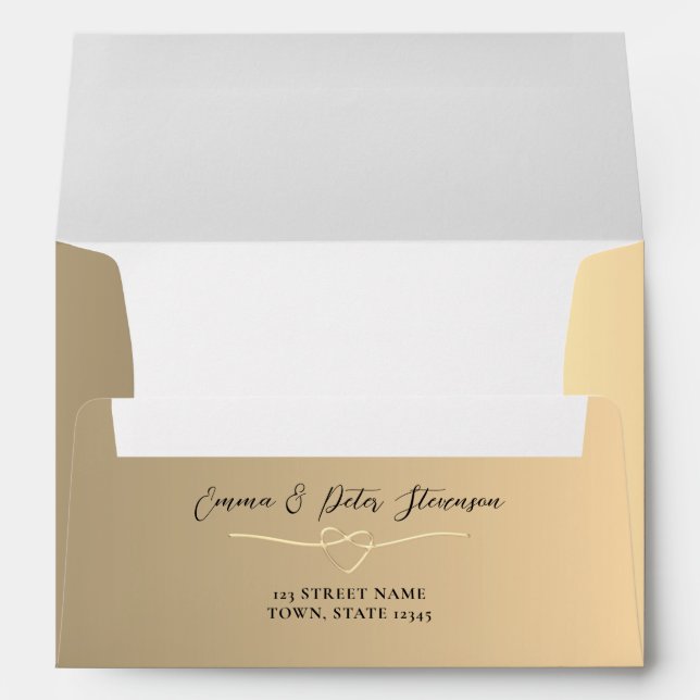 Elegant Faux Gold Foil Wedding Envelope (Back (Bottom))