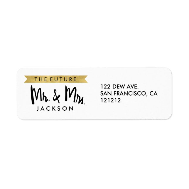 Elegant Faux Gold Future Mr and Mrs Return Address (Front)