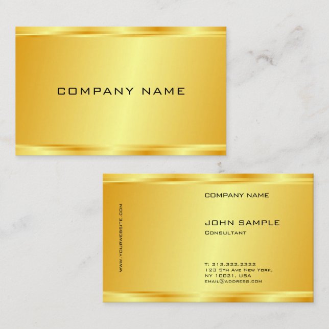 Elegant Faux Gold Glamour Luxurious Template Business Card (Front/Back)