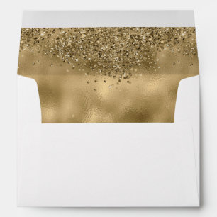 Elegant Faux Gold Glitter and Foil Wedding Envelope