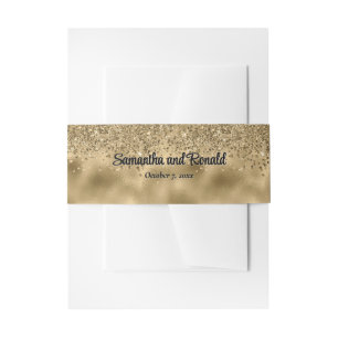 Elegant Faux Gold Glitter and Foil Wedding Invitation Belly Band