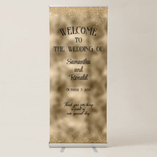Elegant Faux Gold Glitter and Foil Wedding Retractable Banner