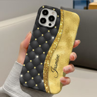 Elegant faux Gold glitter black diamond monogram