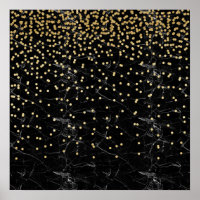 elegant faux gold glitter confetti black marble