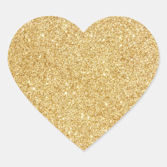 Elegant Faux Gold Glitter Heart Sticker (Front)