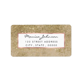 Elegant faux gold glitter ivory marble pattern label