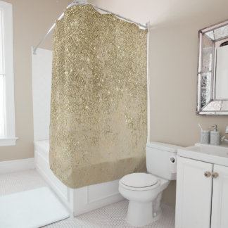 Elegant faux gold glitter ivory marble pattern shower curtain