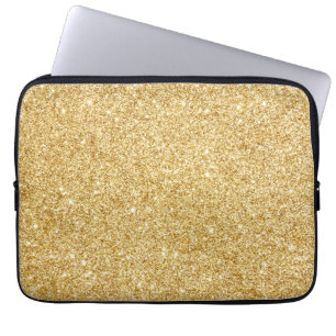 Elegant Faux Gold Glitter Laptop Sleeve