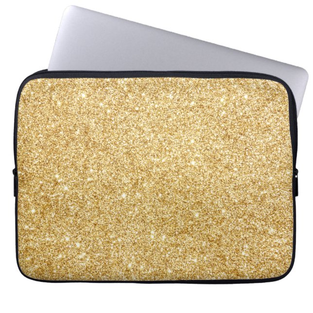 Elegant Faux Gold Glitter Laptop Sleeve (Front)
