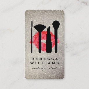 Elegant Faux Gold Glitter Makeup Set / Kiss Business Card