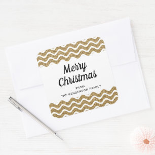 Elegant Faux Gold Glitter Merry Christmas Square Sticker