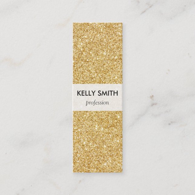 Elegant Faux Gold Glitter Mini Business Card (Front)