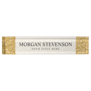 Elegant Faux Gold Glitter Nameplate