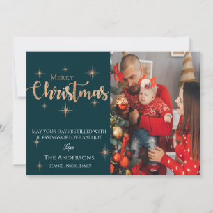 Elegant   Faux Gold Glitter Script Merry Christmas Holiday Card