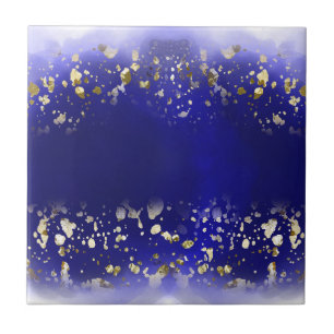 Elegant Faux Gold Glitter sparkle Blue  Tile