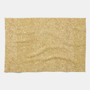 Elegant Faux Gold Glitter Tea Towel