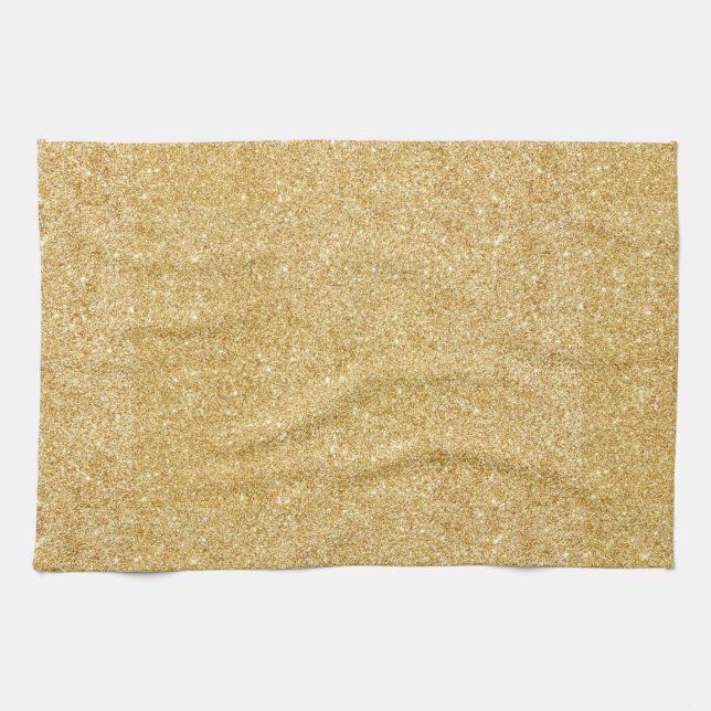 Elegant Faux Gold Glitter Tea Towel (Horizontal)