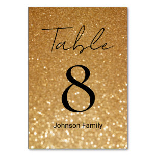 Elegant Faux Gold Glitter Wedding  Table Number