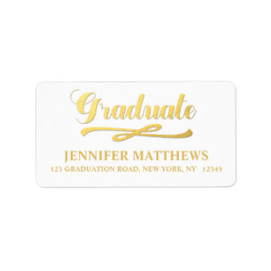 Elegant Faux Gold Graduation Address Label