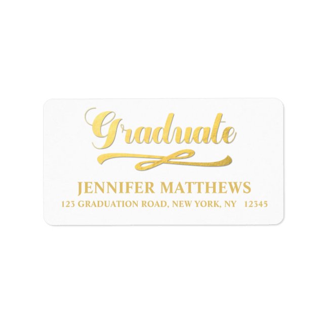 Elegant Faux Gold Graduation Address Label (Front)