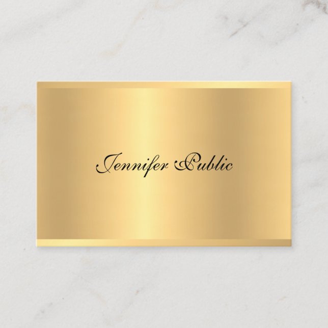 Elegant Faux Gold Handwriting Script Calligraphy Business Card (Front)