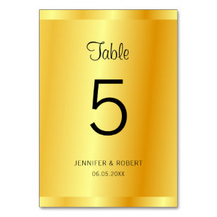 Elegant Faux Gold Handwritten Script Template Table Number