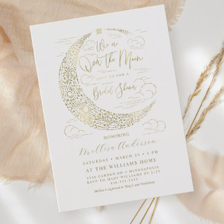 Elegant Faux Gold Harvest Moon Bridal Shower Invitation
